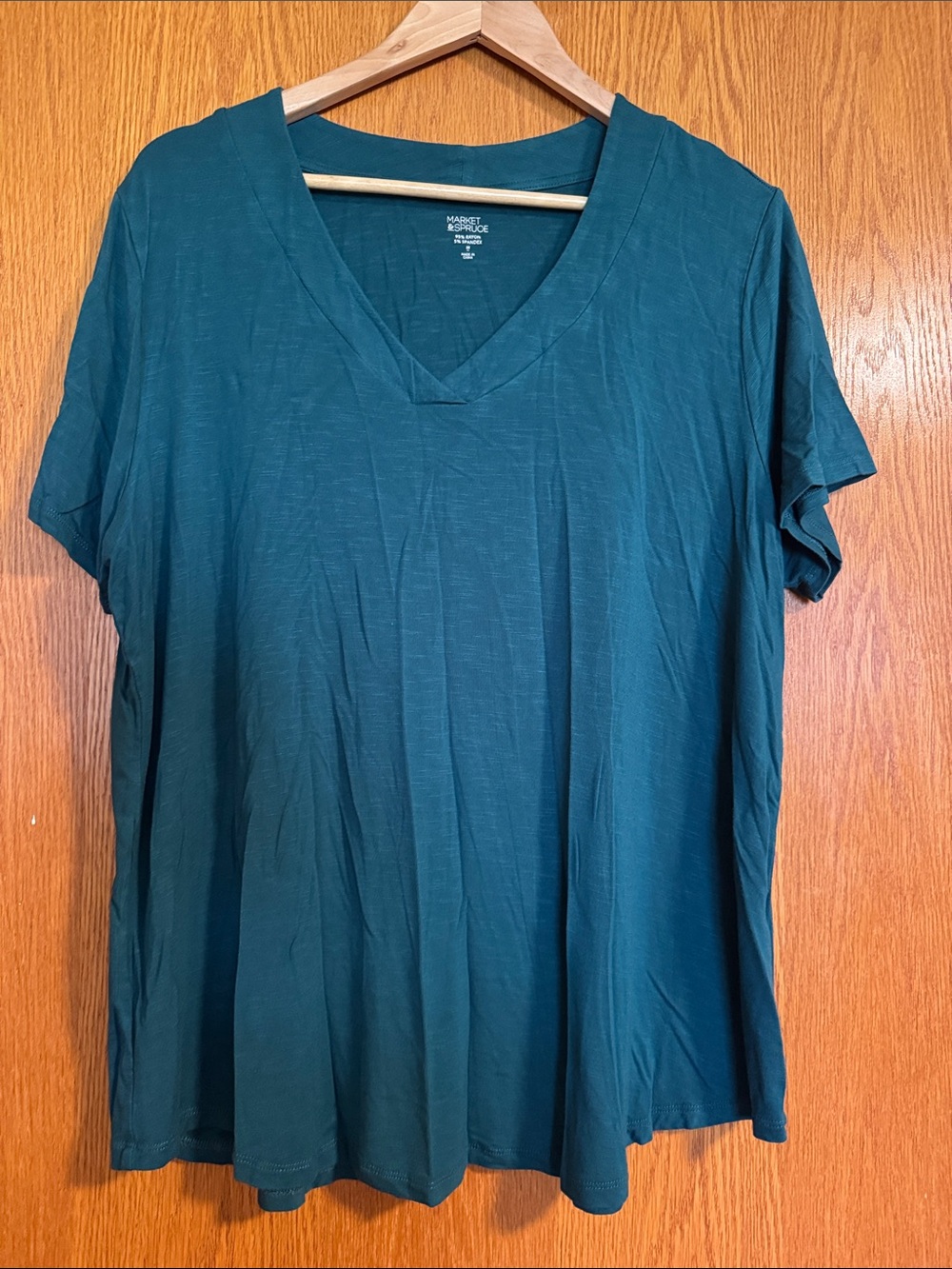 Market & Spruce Teal V-Neck Short Sleeve Tee